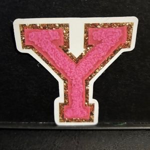PINK SPARKLE LETTER " Y" STICKER